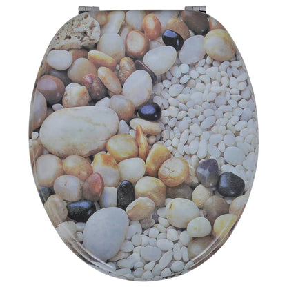 Toilet seat with pebble design cover