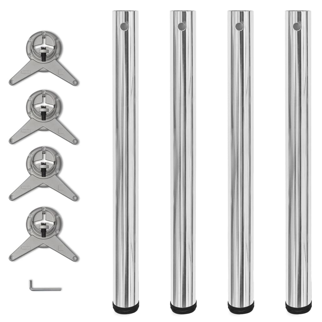 4 height adjustable table legs 710 mm Chrome