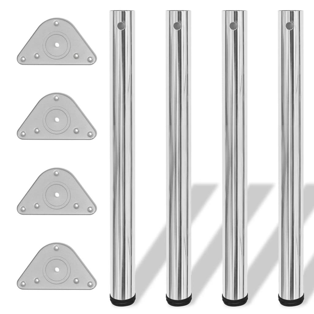 4 patas de mesa regulables en altura 710 mm Cromo