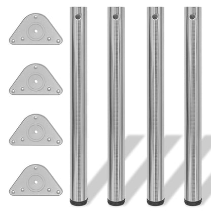 4 patas de mesa regulables en altura 710 mm Níquel cepillado