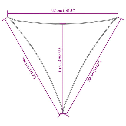 Vela parasol triangular tela oxford 3,6x3,6x3,6 m crema