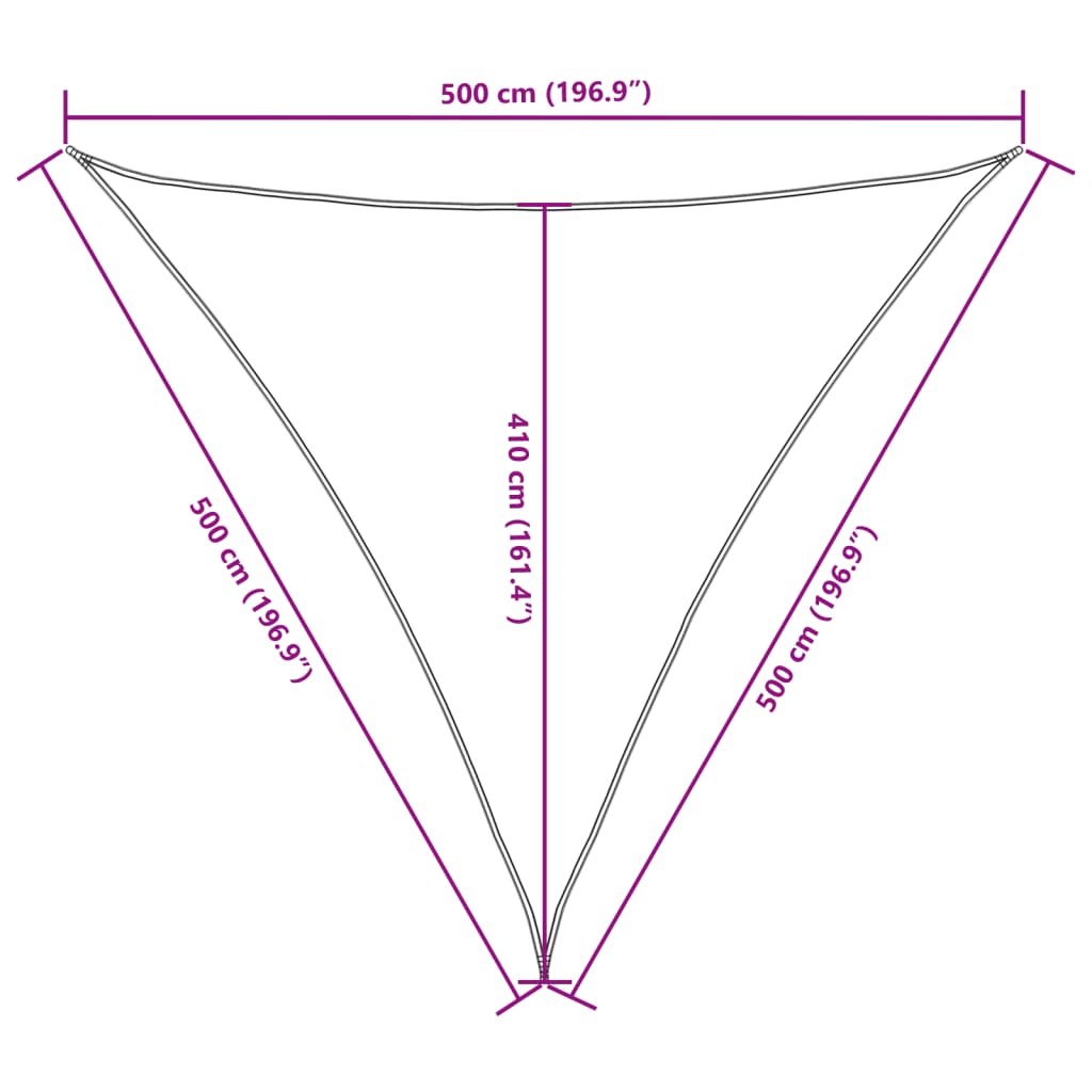 Vela parasol triangular tela oxford 5x5x5 m crema