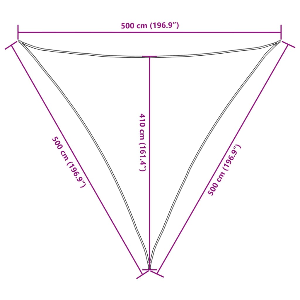 Vela parasol triangular tela oxford 5x5x5 m antracita