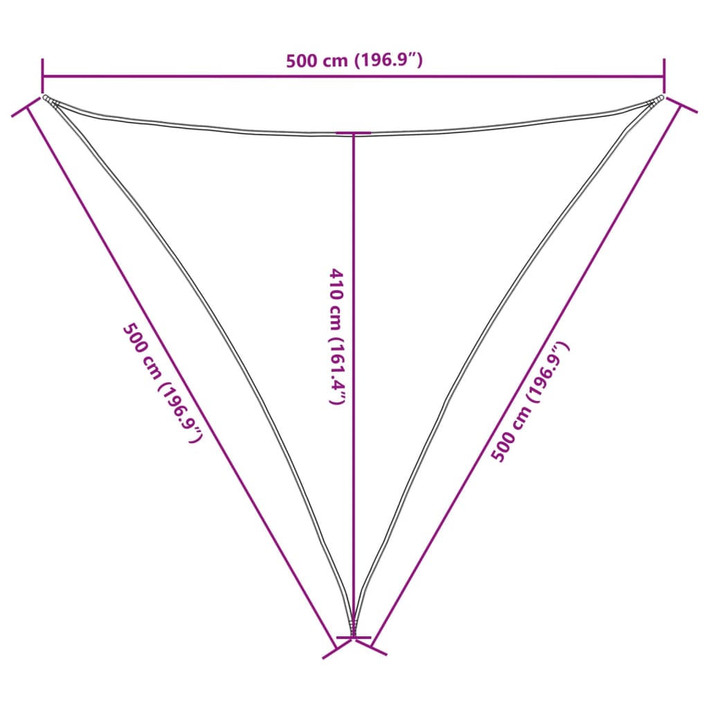 Vela parasol triangular tela oxford 5x5x5 m terracota