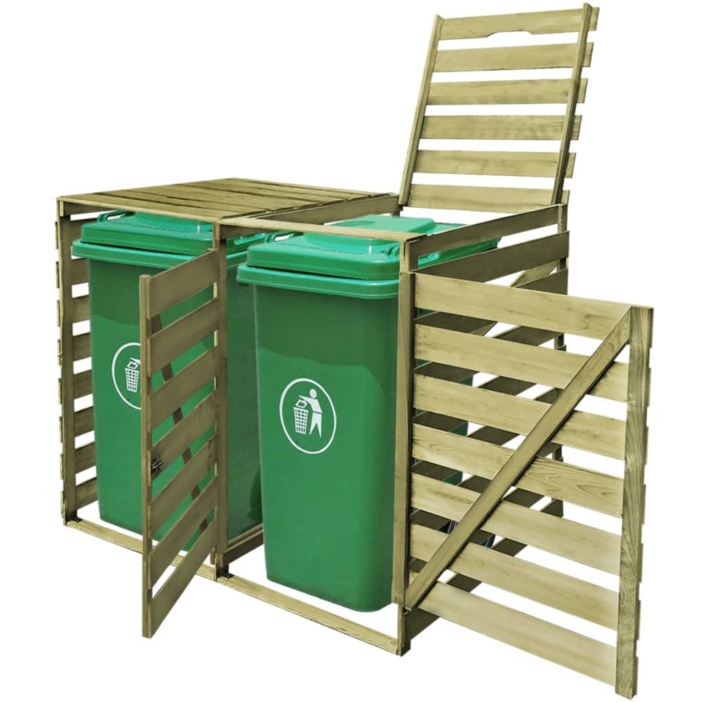 Abri pour poubelle double 240 L Bois imprégné