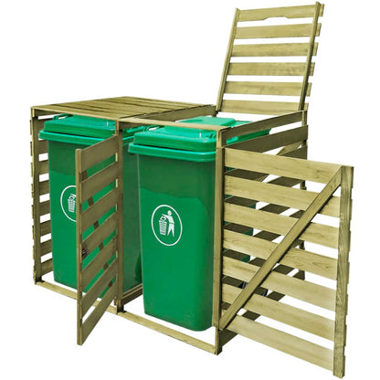 Abri pour poubelle double 240 L Bois imprégné