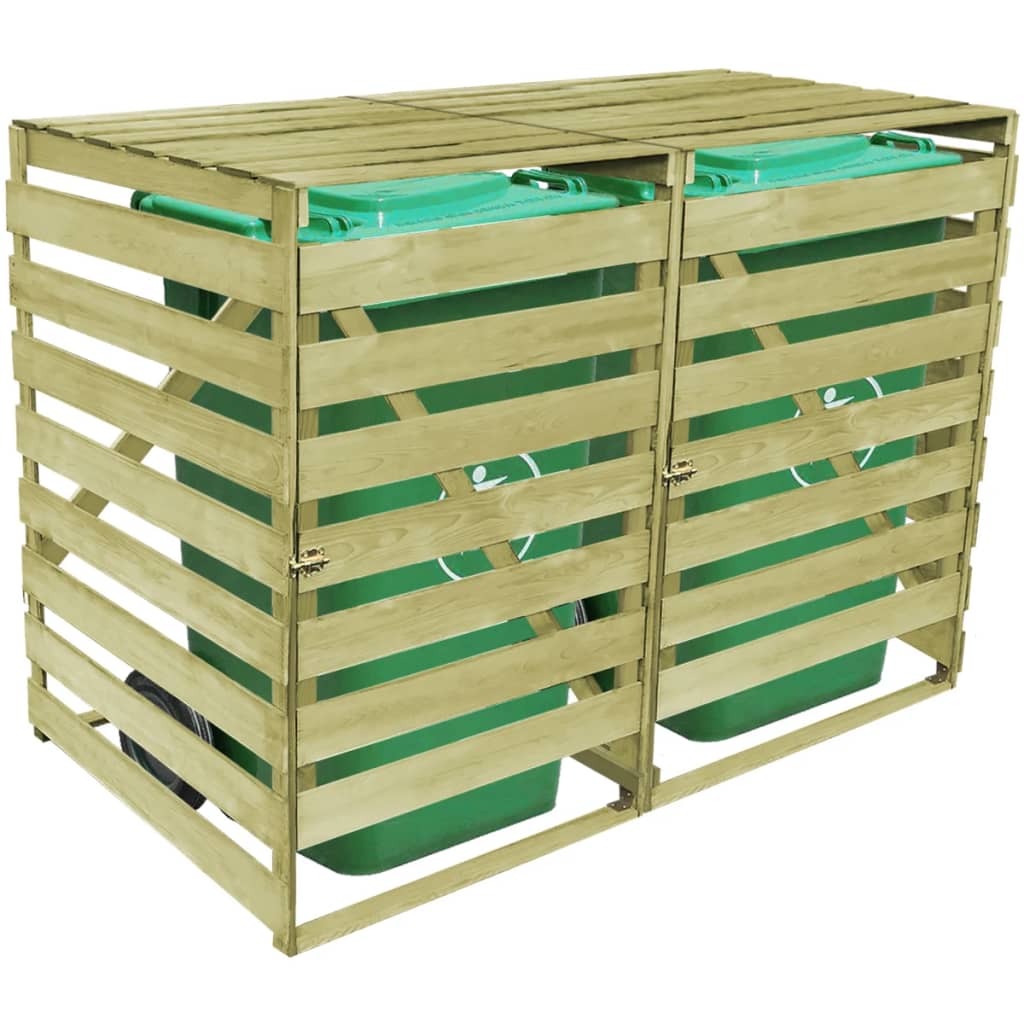 Abri pour poubelle double 240 L Bois imprégné