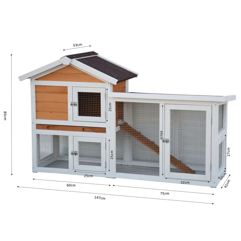 @Pet Clapier Queensland Blanc et marron 147x53x85 cm