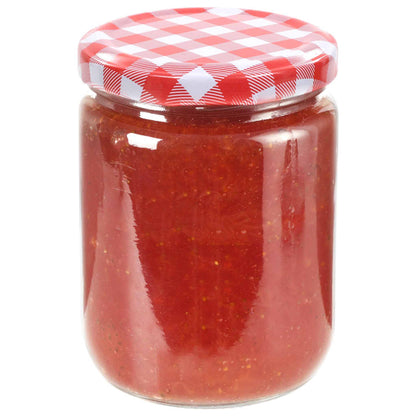 48 pcs Pots à confiture Couvercle blanc et rouge Verre 230 ml