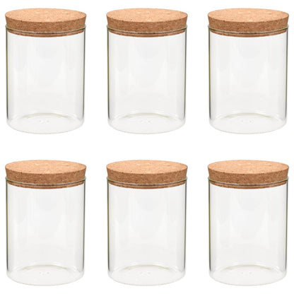 6 pcs Glass Storage Jars with Cork Lid 650ml