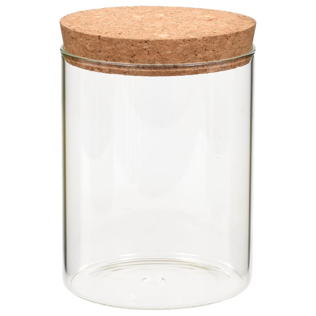 6 pcs Glass Storage Jars with Cork Lid 650ml