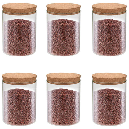 6 pcs Glass Storage Jars with Cork Lid 650ml