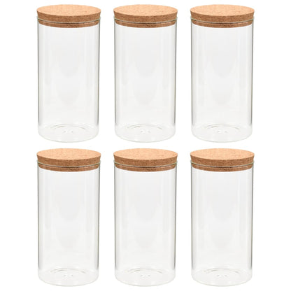 6 tarros de cristal y tapa de corcho de 1400 ml.