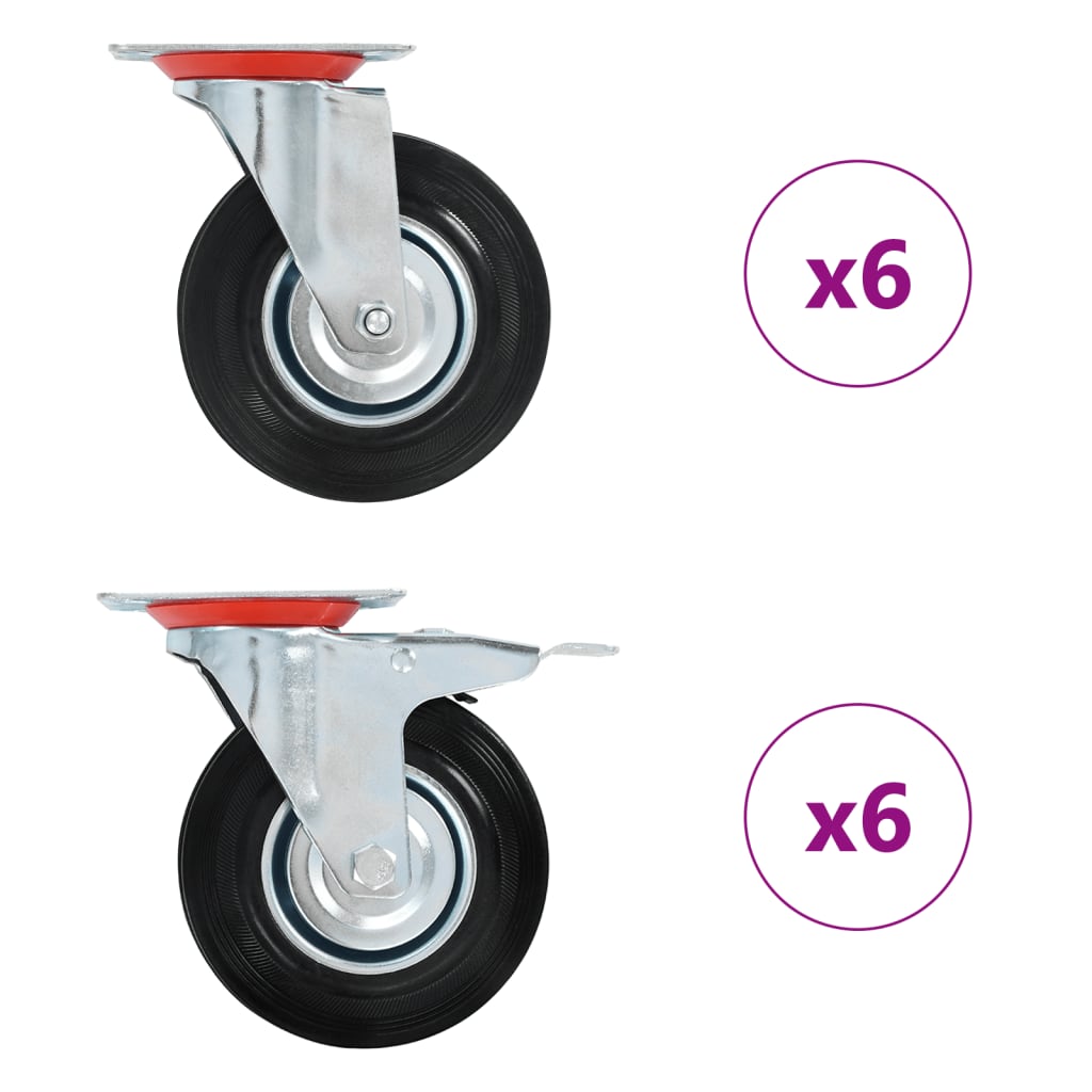 12 pcs Roulettes pivotantes 125 mm