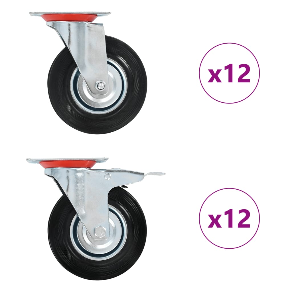 24 pcs Roulettes pivotantes 125 mm