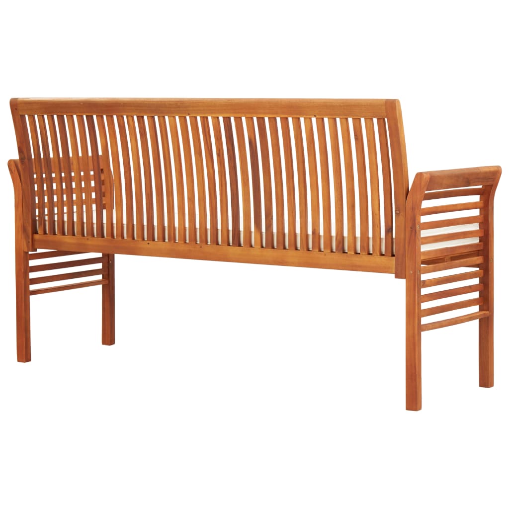 Banc de jardin 3 places avec coussin 150cm Bois d'acacia massif