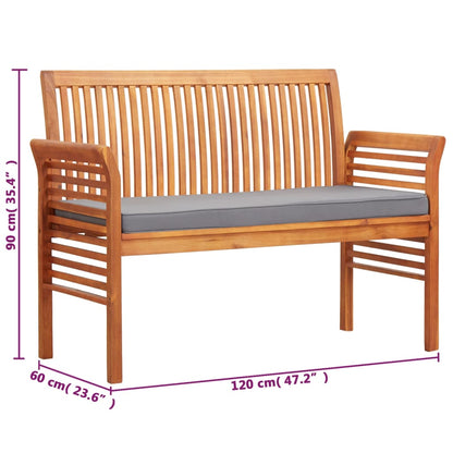 Banc de jardin 2 places avec coussin 120cm Bois d'acacia massif