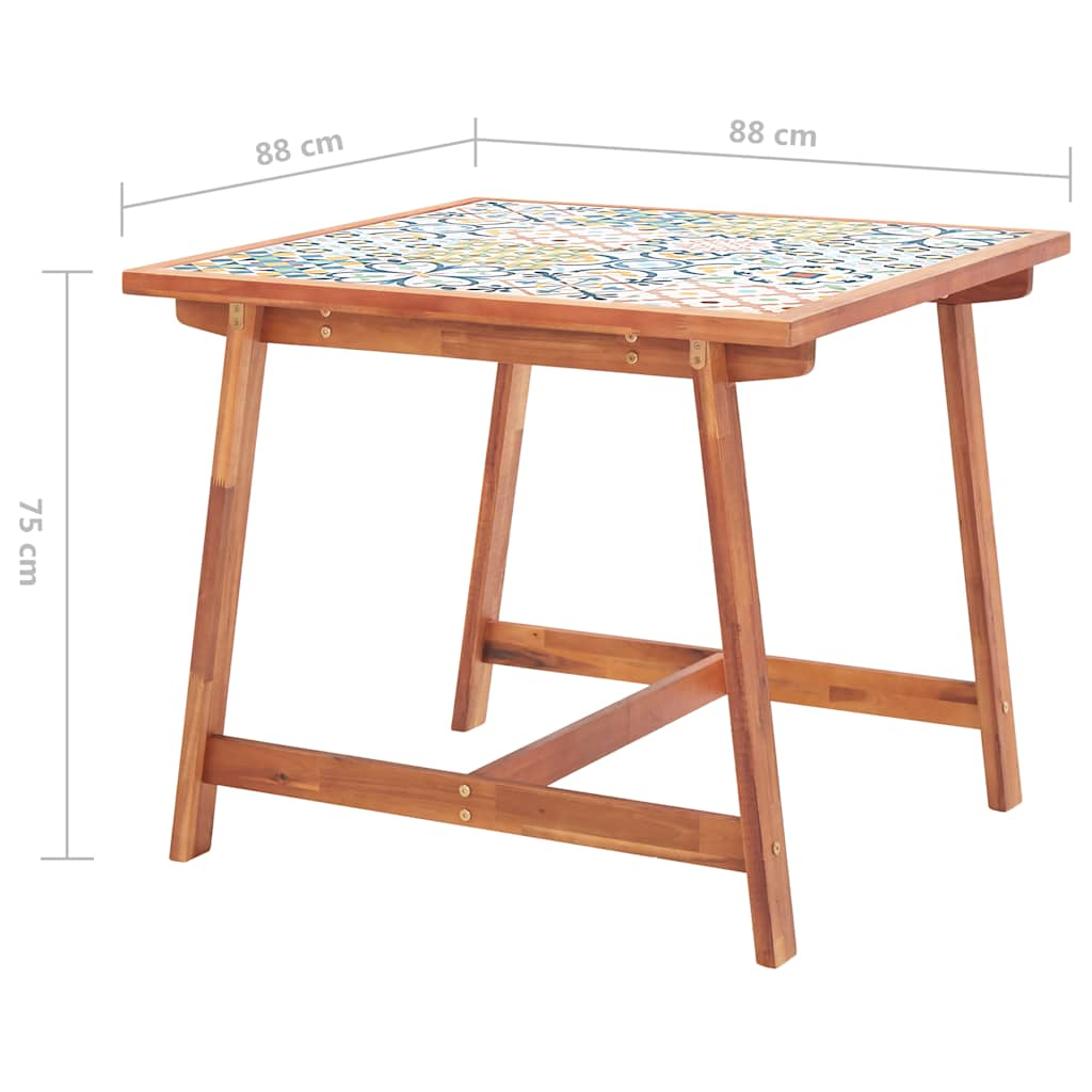 Table à manger de jardin 88x88x75 cm plateau carrelage