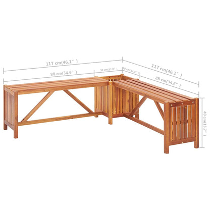 Banc de jardin et jardinière 117x117x40 cm Bois solide d'acacia