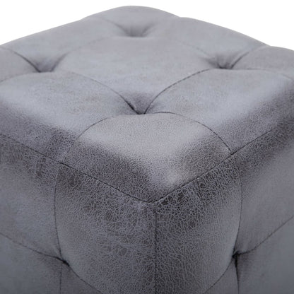 2 pcs Poufs Gris 30 x 30 x 30 cm Similicuir daim