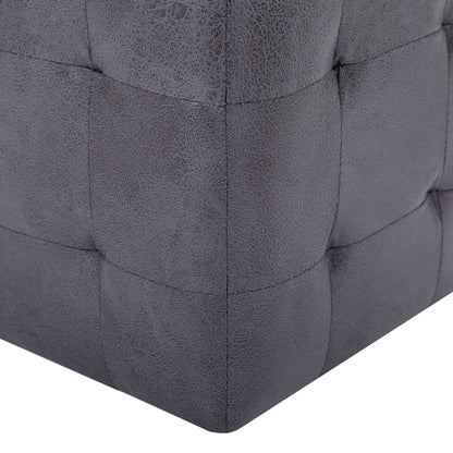 2 pcs Poufs Gris 30 x 30 x 30 cm Similicuir daim