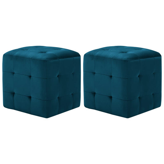 2 pcs Poufs Bleu 30 x 30 x 30 cm Tissu velours