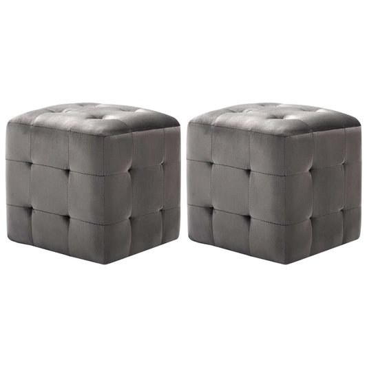 2 pcs Poufs Gris 30 x 30 x 30 cm Tissu velours