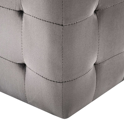 2 pcs Poufs Gris 30 x 30 x 30 cm Tissu velours