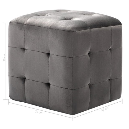 2 pcs Poufs Gris 30 x 30 x 30 cm Tissu velours