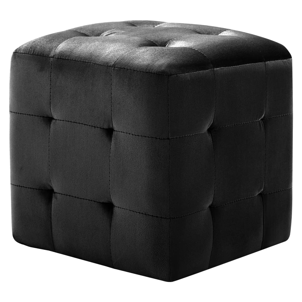 2 pcs Poufs Noir 30 x 30 x 30 cm Tissu velours