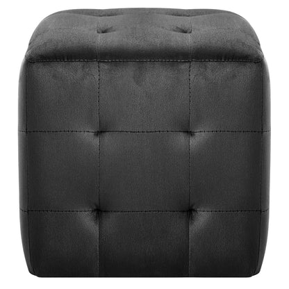 2 pcs Poufs Noir 30 x 30 x 30 cm Tissu velours