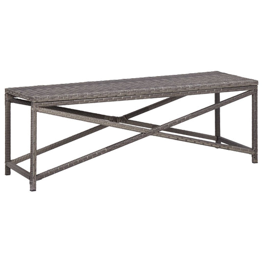 Banc de jardin 120 cm Résine tressée Gris