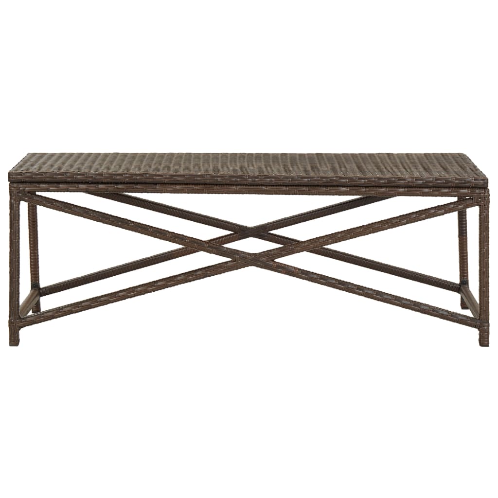 Banc de jardin 120 cm Résine tressée Marron