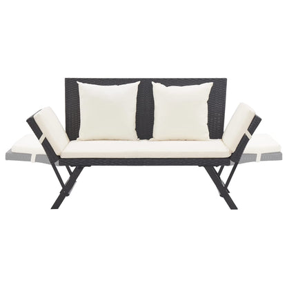 Banc de jardin avec coussins 176 cm Noir Résine tressée