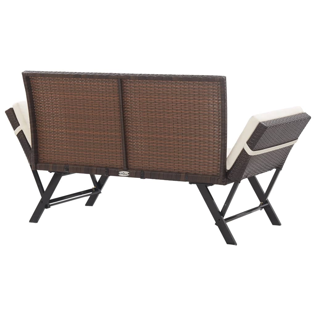 Banc de jardin avec coussins 176 cm Marron Résine tressée