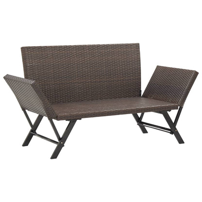 Banc de jardin avec coussins 176 cm Marron Résine tressée