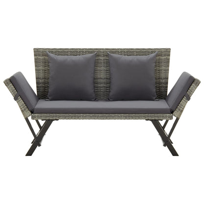 Banc de jardin avec coussins 176 cm Gris Résine tressée