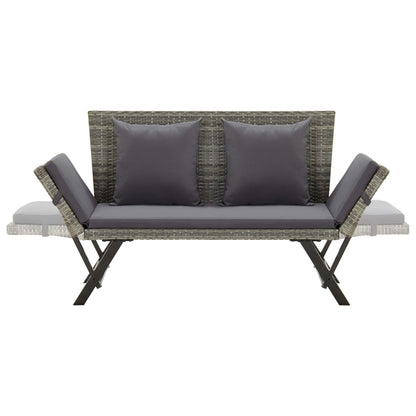 Banc de jardin avec coussins 176 cm Gris Résine tressée