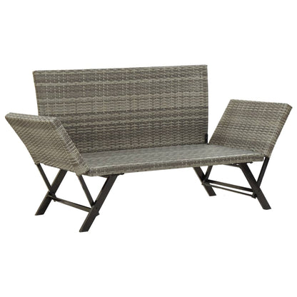 Banc de jardin avec coussins 176 cm Gris Résine tressée