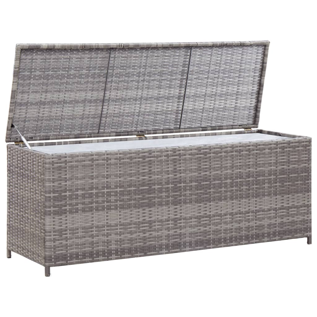 Boîte de rangement de jardin gris 150x50x60 cm résine tressée