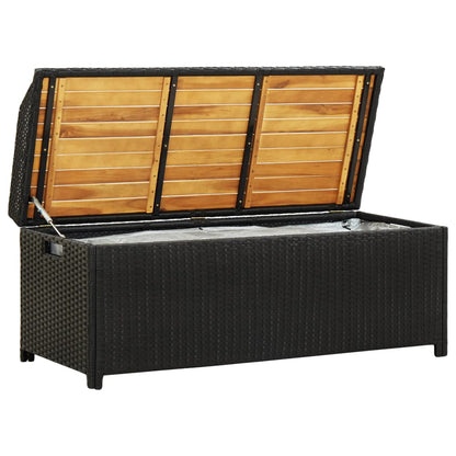 Banc de rangement de jardin 120 cm Résine tressée Noir