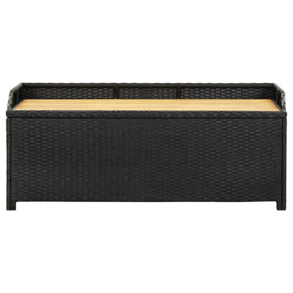 Banc de rangement de jardin 120 cm Résine tressée Noir