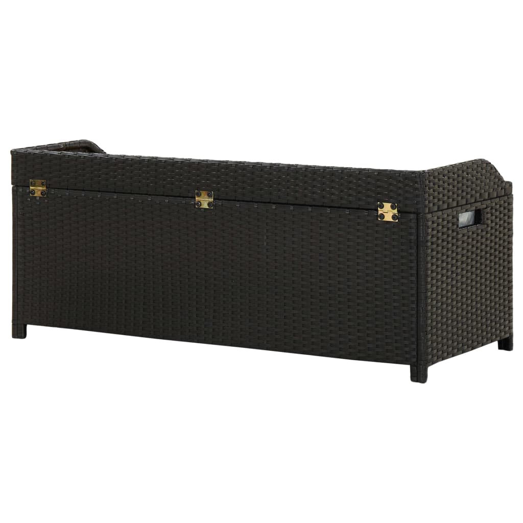 Banc de rangement de jardin 120 cm Résine tressée Noir