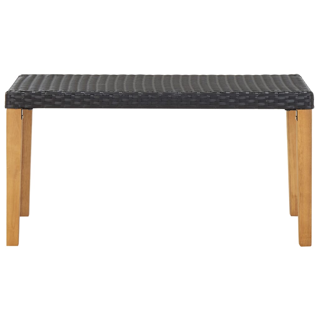 Garden bench 120 cm Black Resin wicker and acacia wood