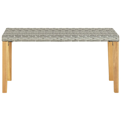 Garden bench 120 cm Grey Resin wicker and acacia wood