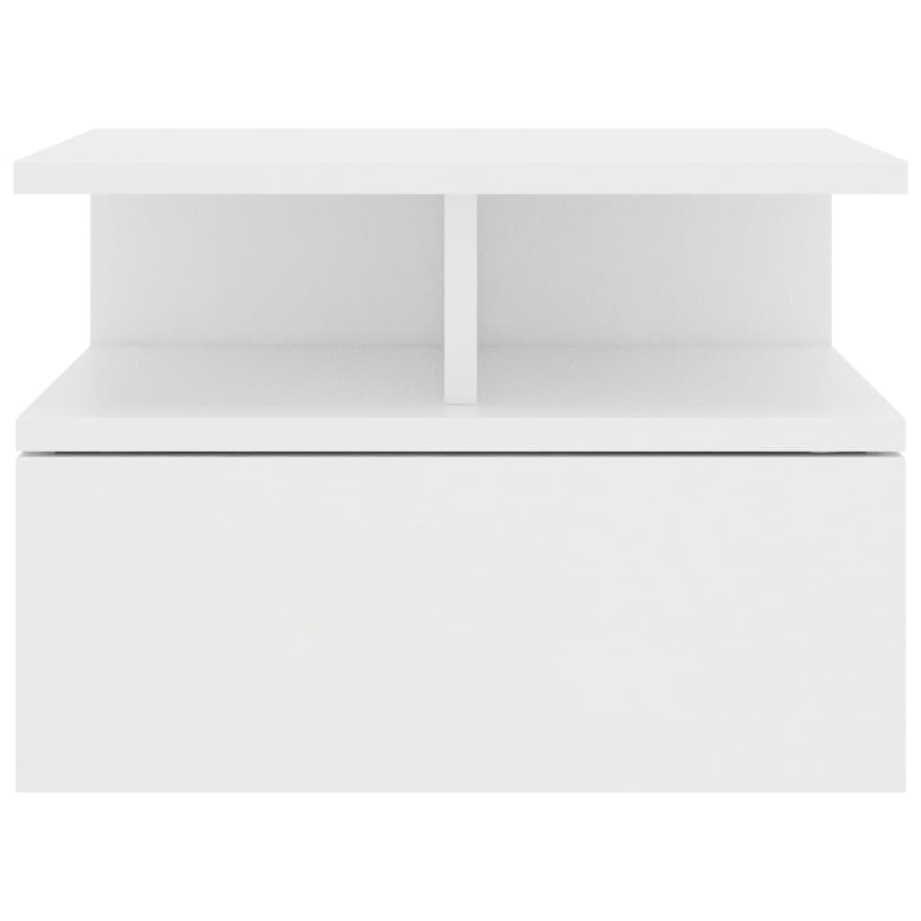 800406 vidaXL Floating Bedside Tables 2 pcs White Engineered Wood