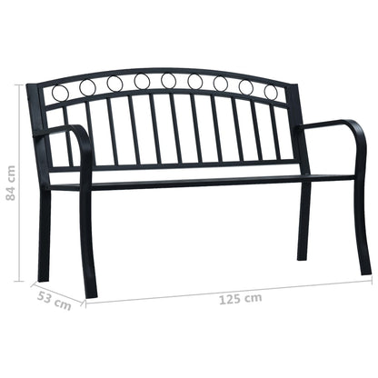 Banc de jardin 125 cm Noir Acier