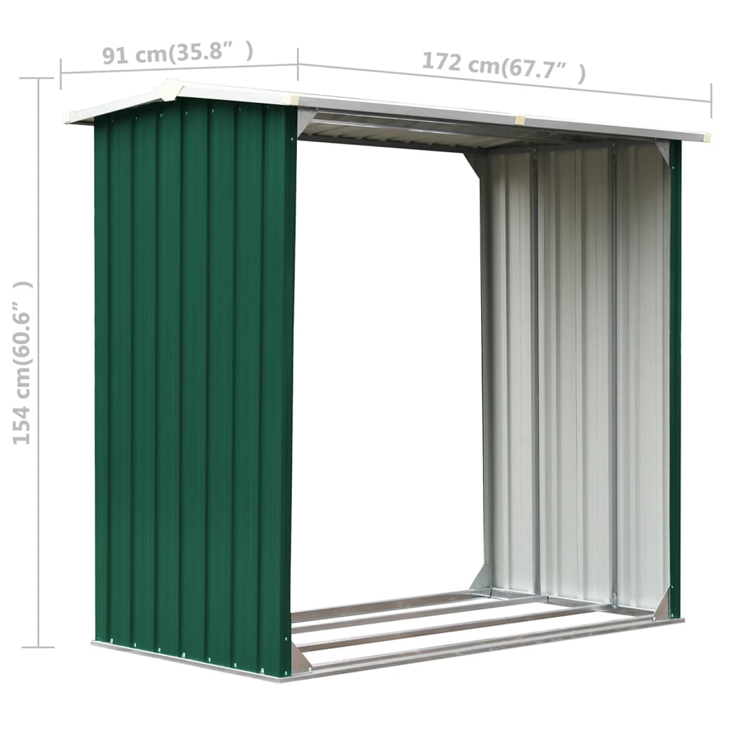 Abri de stockage de bois Acier galvanisé 172x91x154 cm Vert