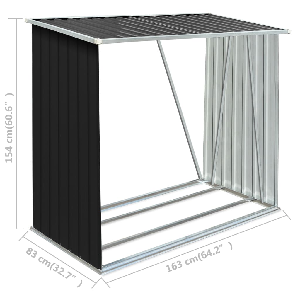 Abri de stockage à bois Acier galvanisé 163x83x154cm Anthracite