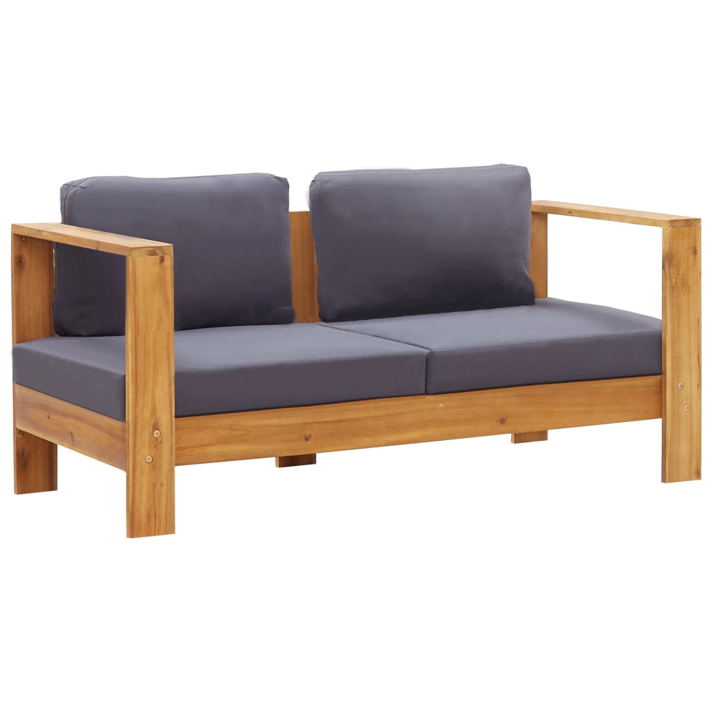 Banc de jardin avec coussins 140 cm Bois d'acacia solide Gris